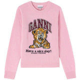 Maglione con intarsio in rosa Ganni - donna 