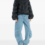 Bomber plissettato in nero Rotate - donna 