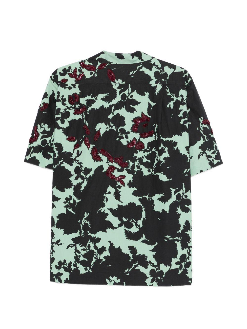 Camicia con design floreale carltone in verde Dries van noten - uomo 