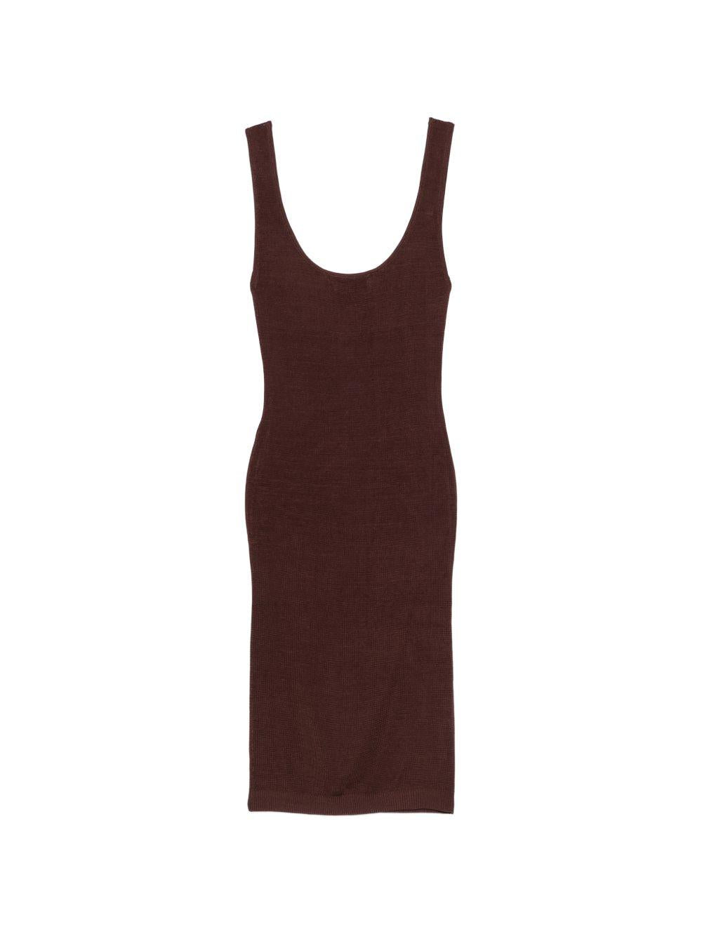 ABITO MIDI SCOLLO ROTONDO IN MARRONE Entire Studios - donna 
