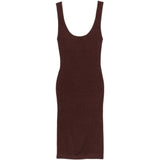 ABITO MIDI SCOLLO ROTONDO IN MARRONE Entire Studios - donna 