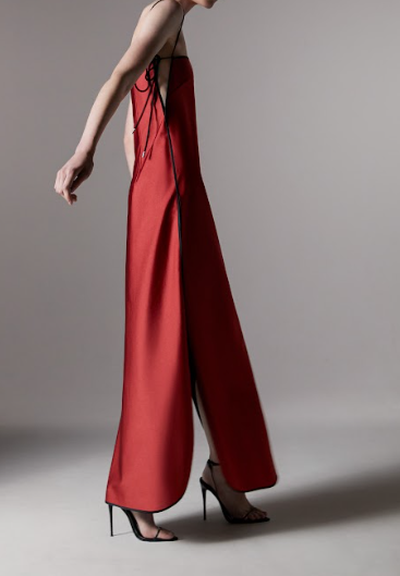 Abito con finitura satinata signature in rosso Temily - donna 