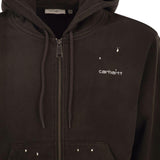 Felpa con logo ricamato a schizzi di vernice in marrone Carhartt wip - uomo 