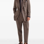 Blazer doppiopetto in marrone Brunello cucinelli - uomo 