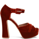 Sandali Yuri in velluto con fibbia e plateu in arancione Malone souliers - donna 