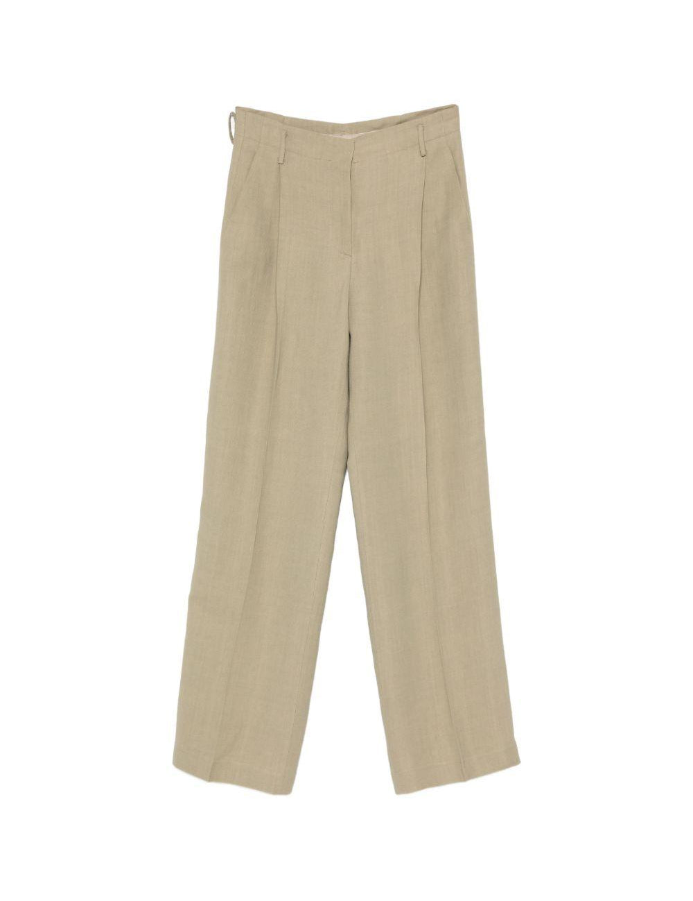 Pantaloni con pieghe stirate in verde Antonelli - donna 