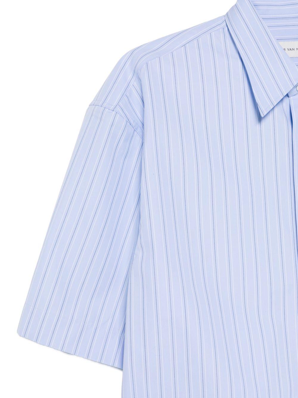 Camicia a maniche corte a righe in celeste Dries van noten - uomo 