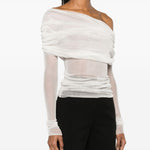 Top veiled in seta in bianco Christopher esber - donna 