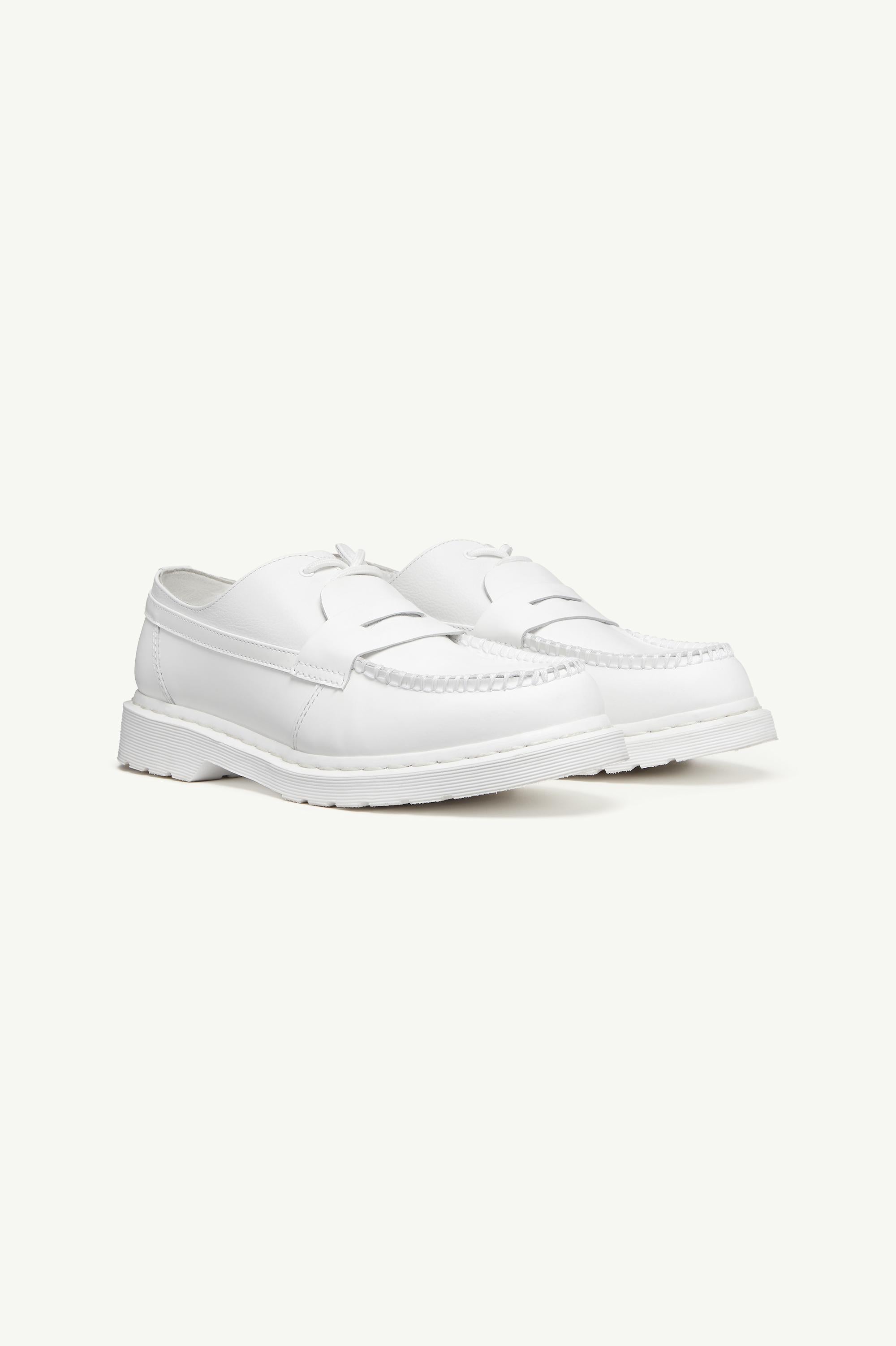 Mocassini in pelle in bianco MM6 x Dr. Martens - donna 