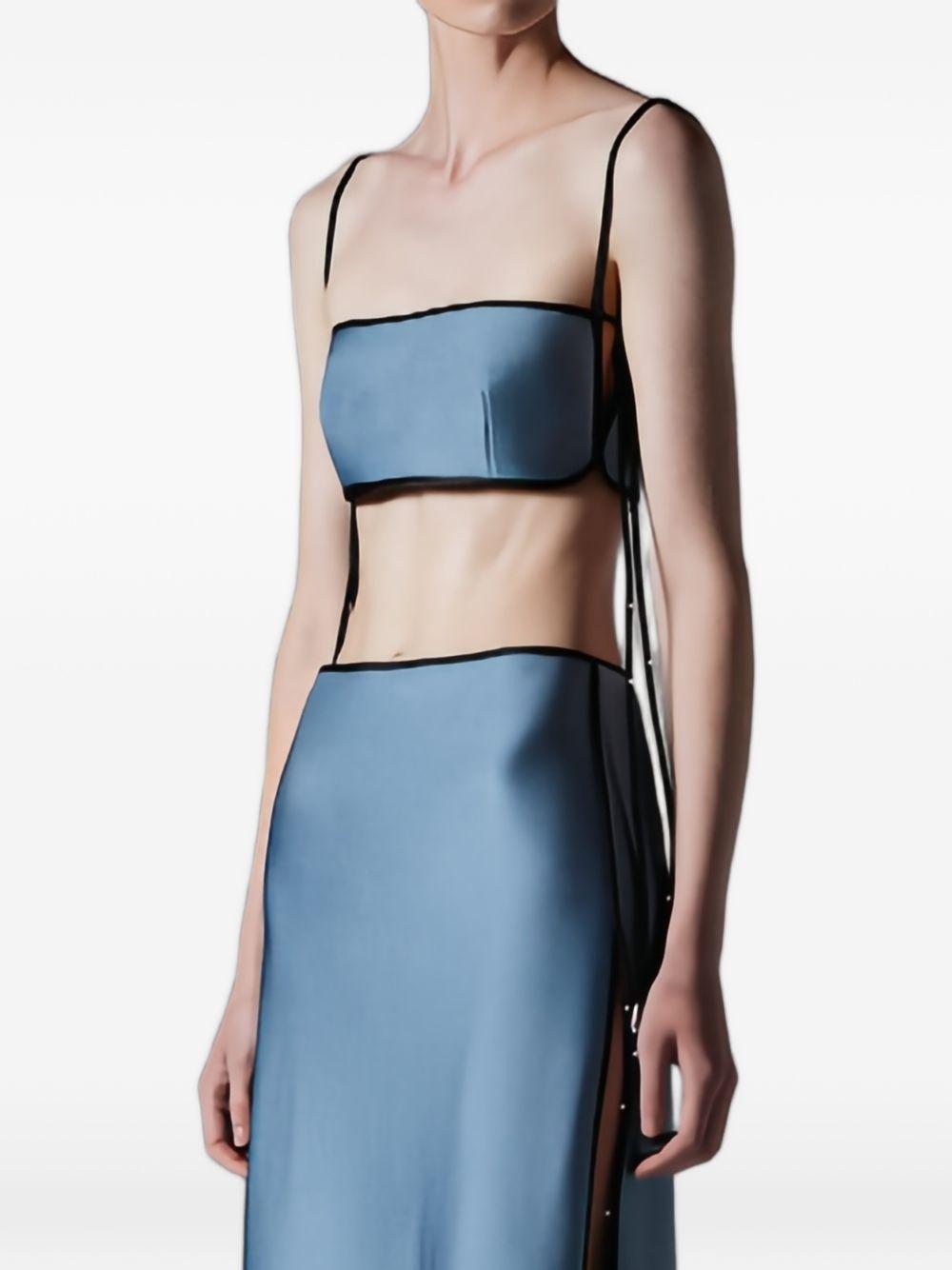 Top satinato crop con spalline in blu Temily - donna 