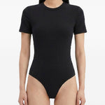 Body opaque a maniche corte in nero Wardrobe NYC - donna 