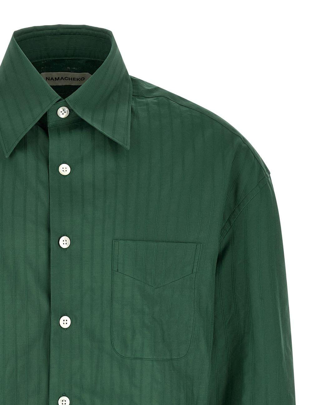 Camicia a righe grinda in verde Namacheko - uomo 