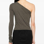 Top monospalla in cotone cropped ziggy in verde Rick owens- donna 