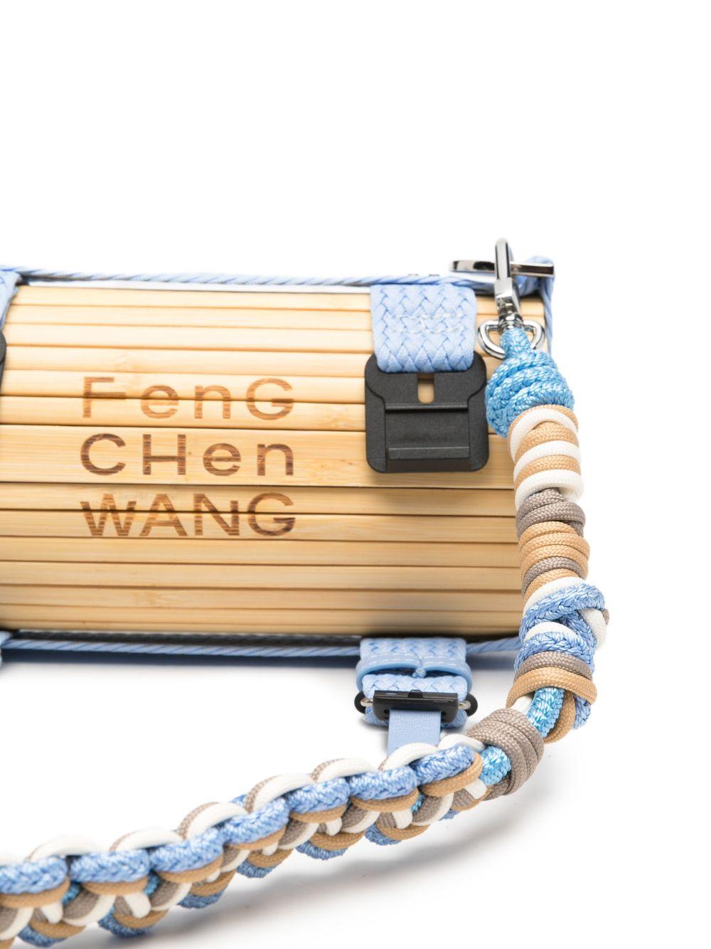 Borsa in bambù con tracolla intrecciata rimovibile in beige e celeste Feng chen wang - unisex 