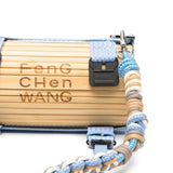 Borsa in bambù con tracolla intrecciata rimovibile in beige e celeste Feng chen wang - unisex 