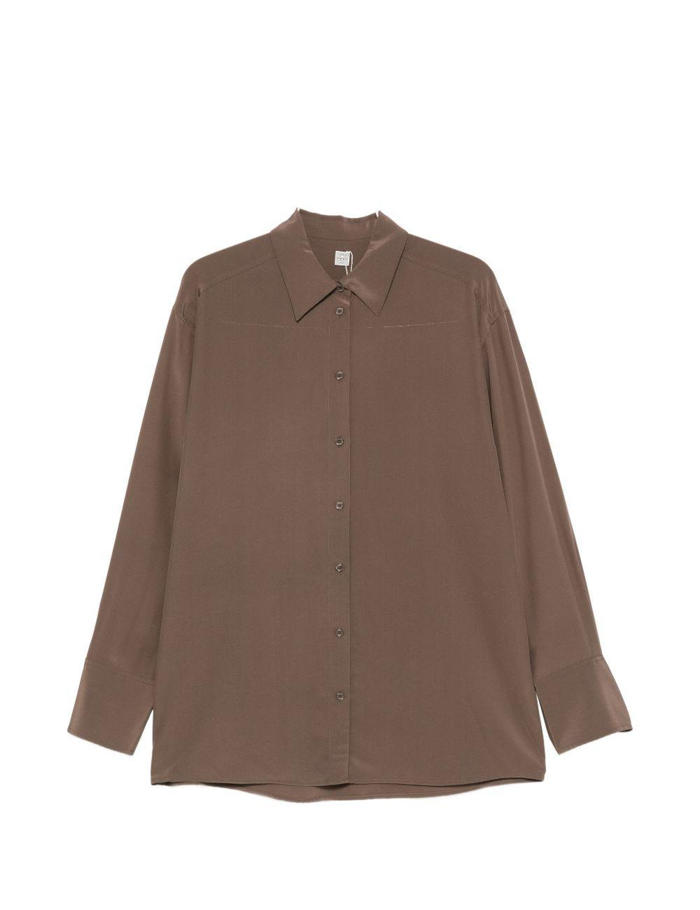 Camicia in seta in marrone 