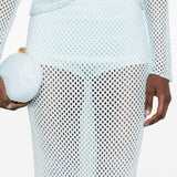 Gonna midi con doppio orlo arricciato in azzurro Simkhai - donna 