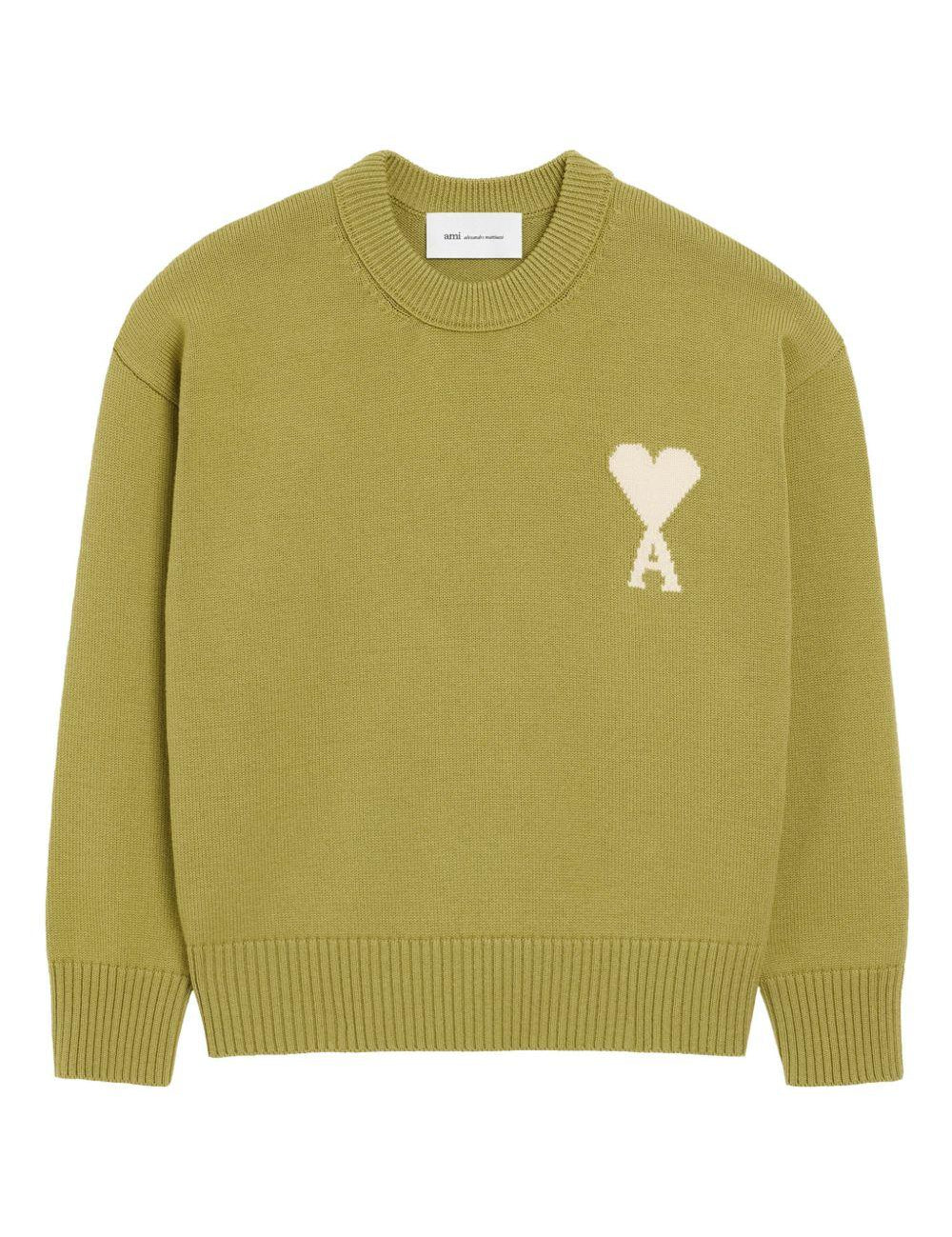 Maglione girocollo in verde Ami paris - uomo 