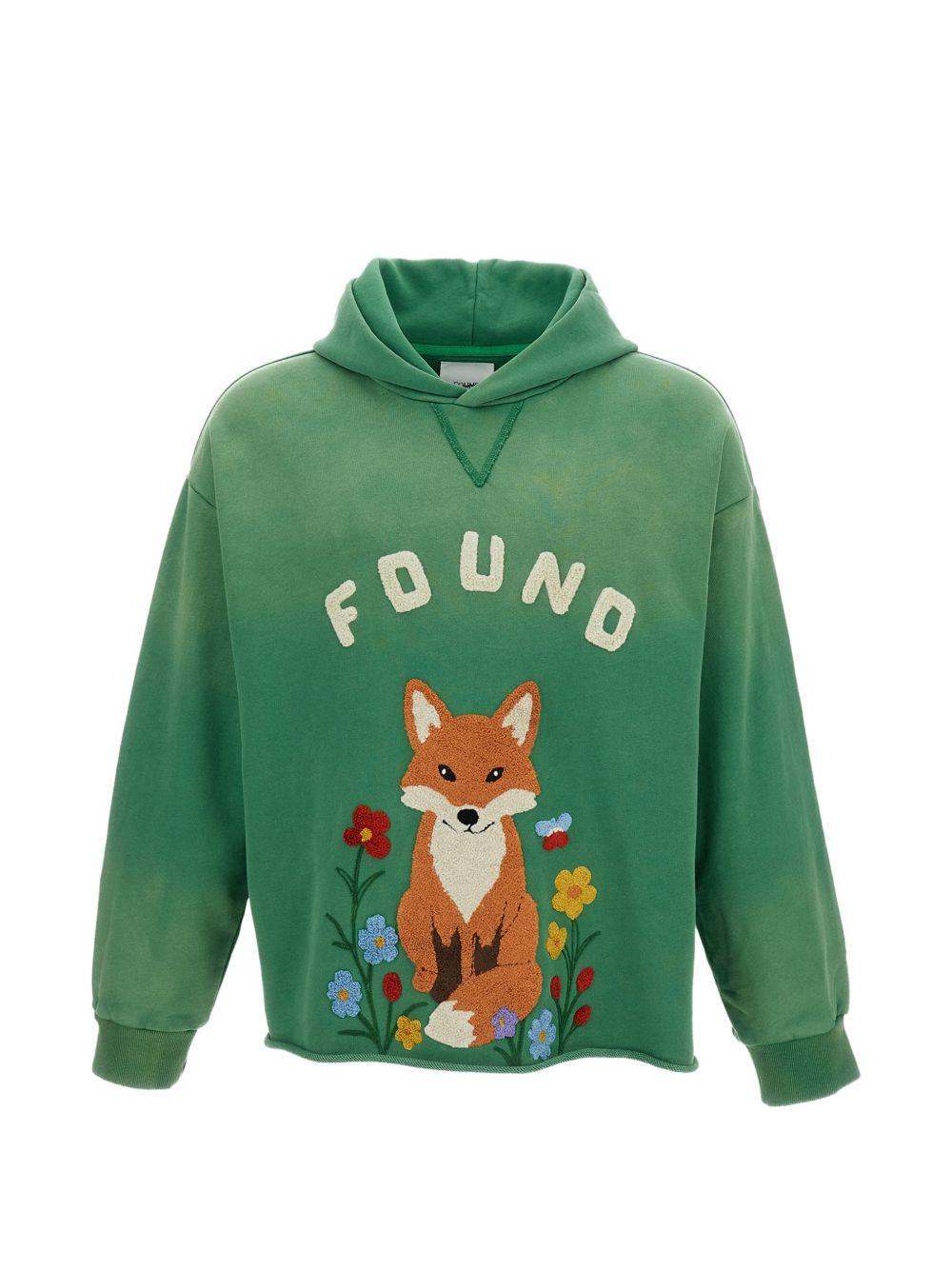 Felpa con ricamo in ciniglia in verde Found - unisex 