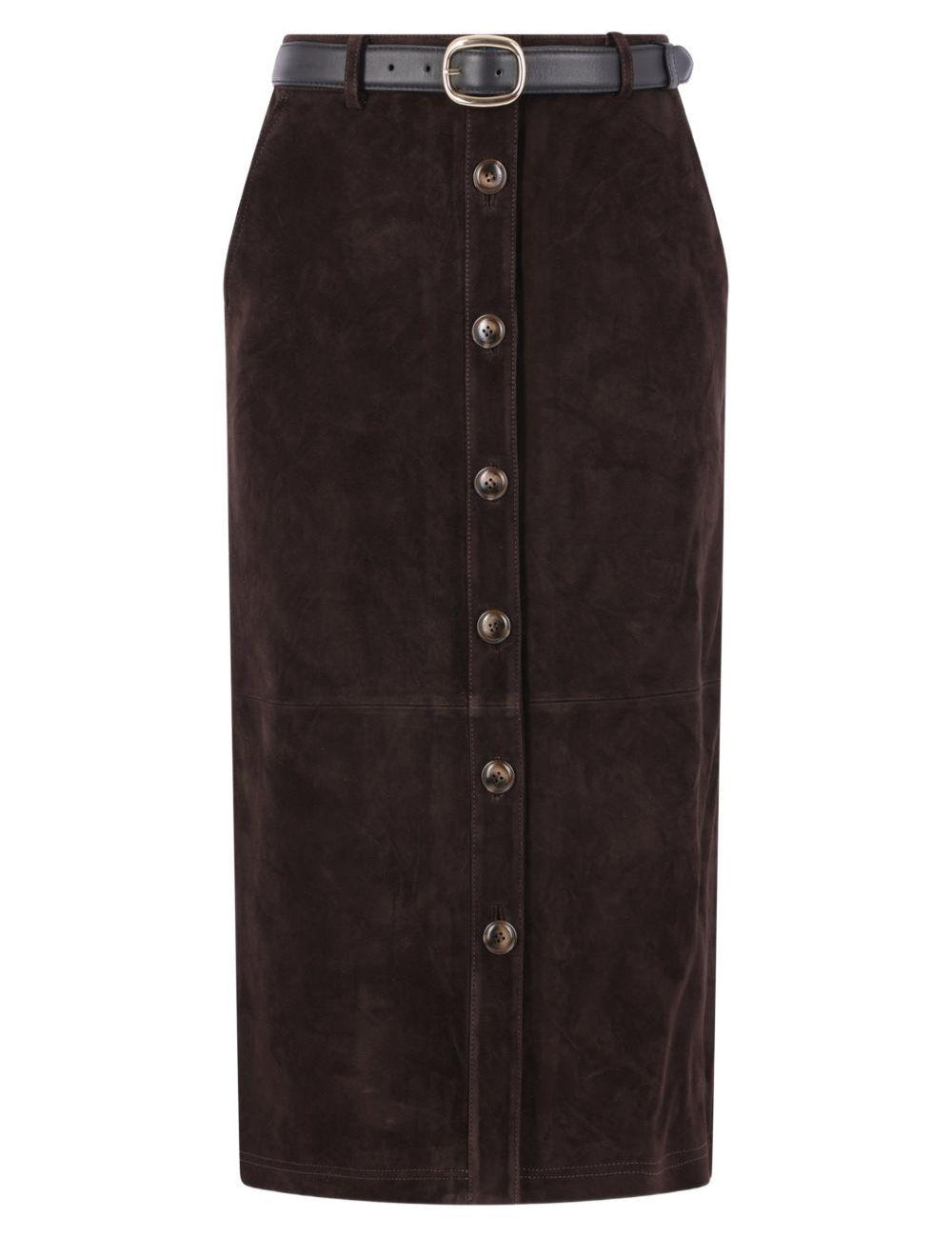Gonna con cintura in marrone Self-Portrait - donna 