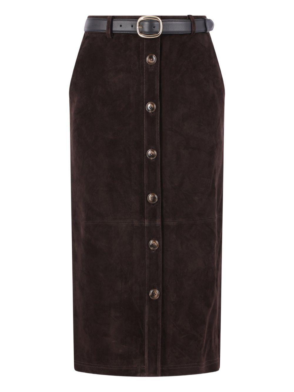 Gonna con cintura in marrone Self-Portrait - donna 