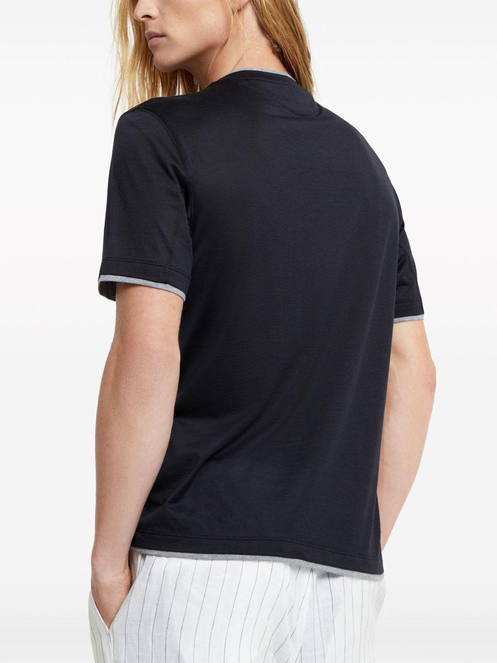 T-shirt a strati in blu Brunello cucinelli - uomo 