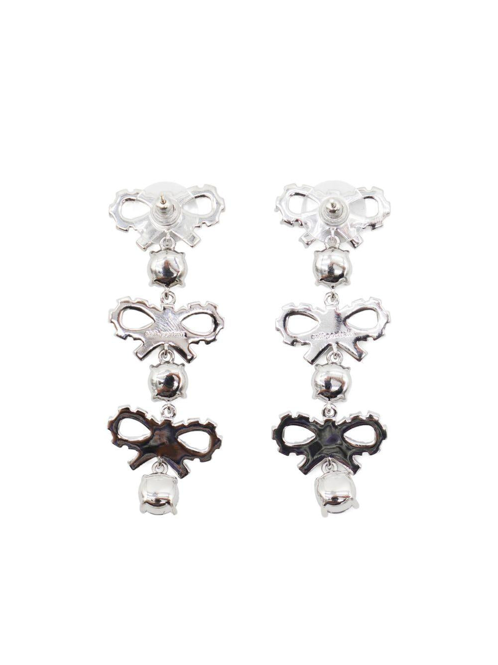 Orecchini con cristalli e fiocco in argento Self-portrait - donna 