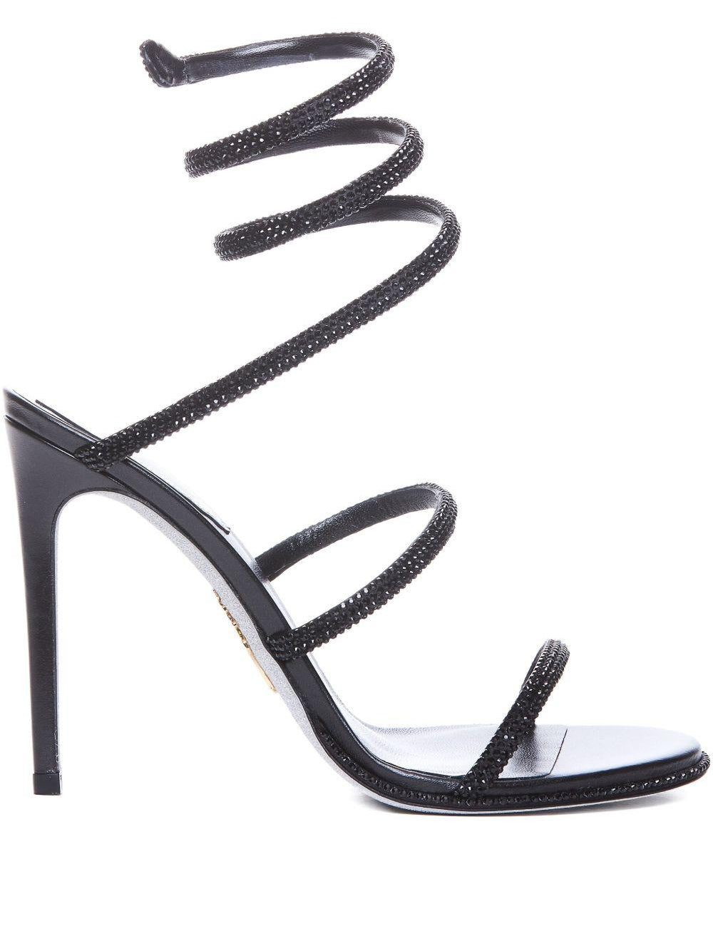 Sandali con cristalli cleo in nero Rene caovilla - donna 