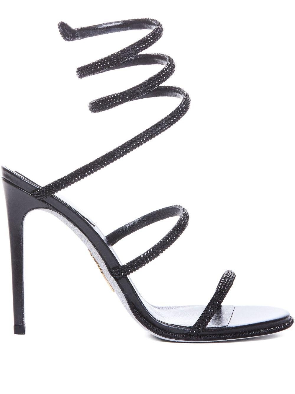 Sandali con cristalli cleo in nero Rene caovilla - donna 