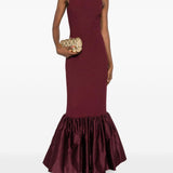 Abito lungo con volant in bordeaux Rotate holiday - donna 