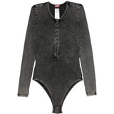 Body Fresya con bottoni sul davanti in nero 