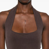 Abito lungo con scollo halter in marrone Aya Muse - donna 