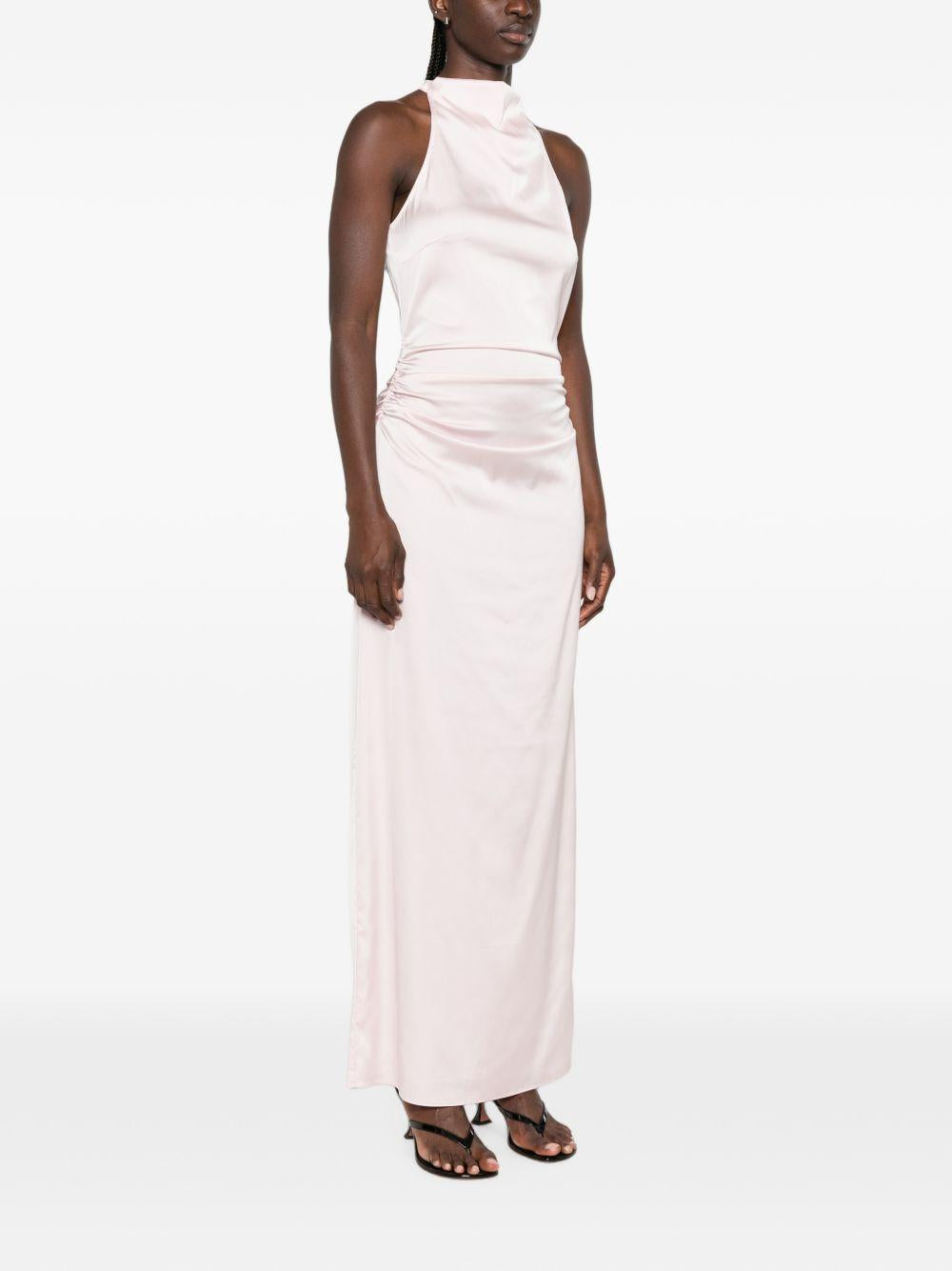 Abito maxi satinato in rosa 