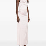 Abito maxi satinato in rosa 