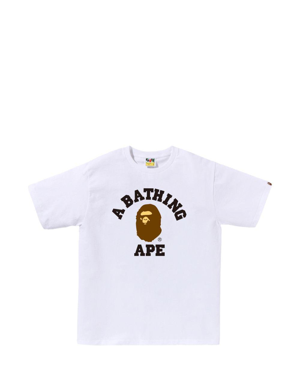 T-shirt con logo in bianco A bathing ape - uomo 