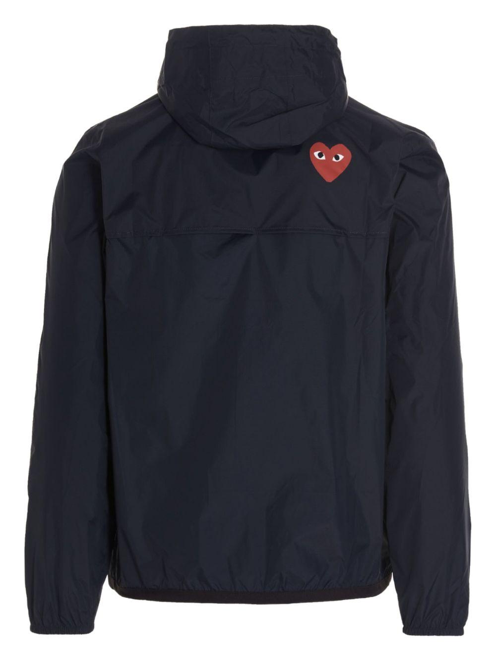 Impermeabile con cappuccio e logo in blu Comme des garcons play x k-way - unisex 