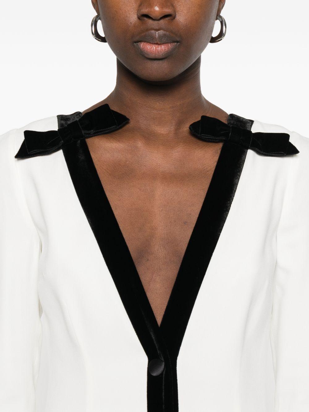 Abito lungo con fiocco in bianco e nero Alessandra Rich - donna 