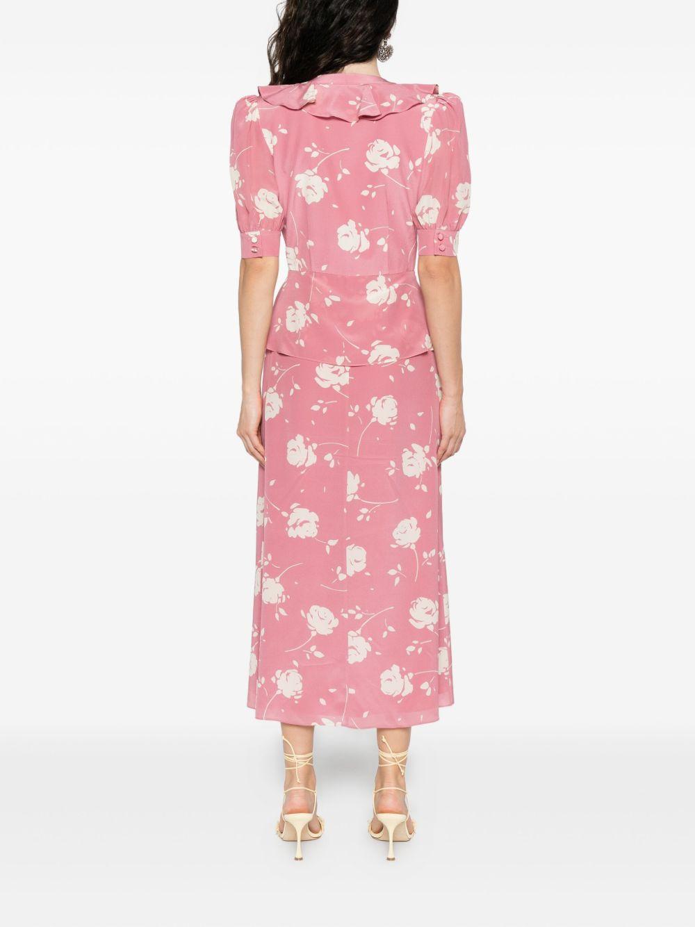 Abito midi con stampa in rosa Alessandra Rich - donna 