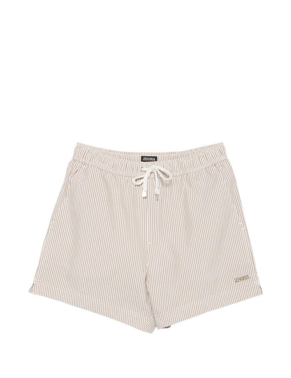 Costume da bagno a righe con coulisse in beige Zegna - uomo 