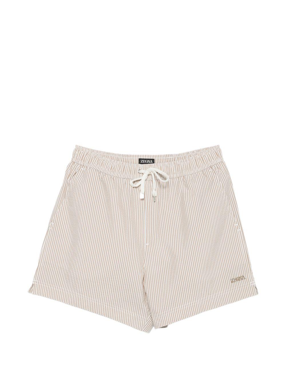 Costume da bagno a righe con coulisse in beige Zegna - uomo 