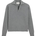 Maglione polo a trecce in grigio Ami paris - unisex 