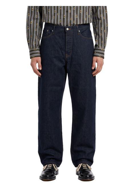 Jeans straight in denim indigo raw 