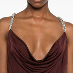 Abito corto con decorazione in marrone David Koma - donna 