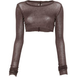T-shirt corta a maniche lunghe in marrone Rick owens - donna 