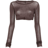 T-shirt corta a maniche lunghe in marrone Rick owens - donna 