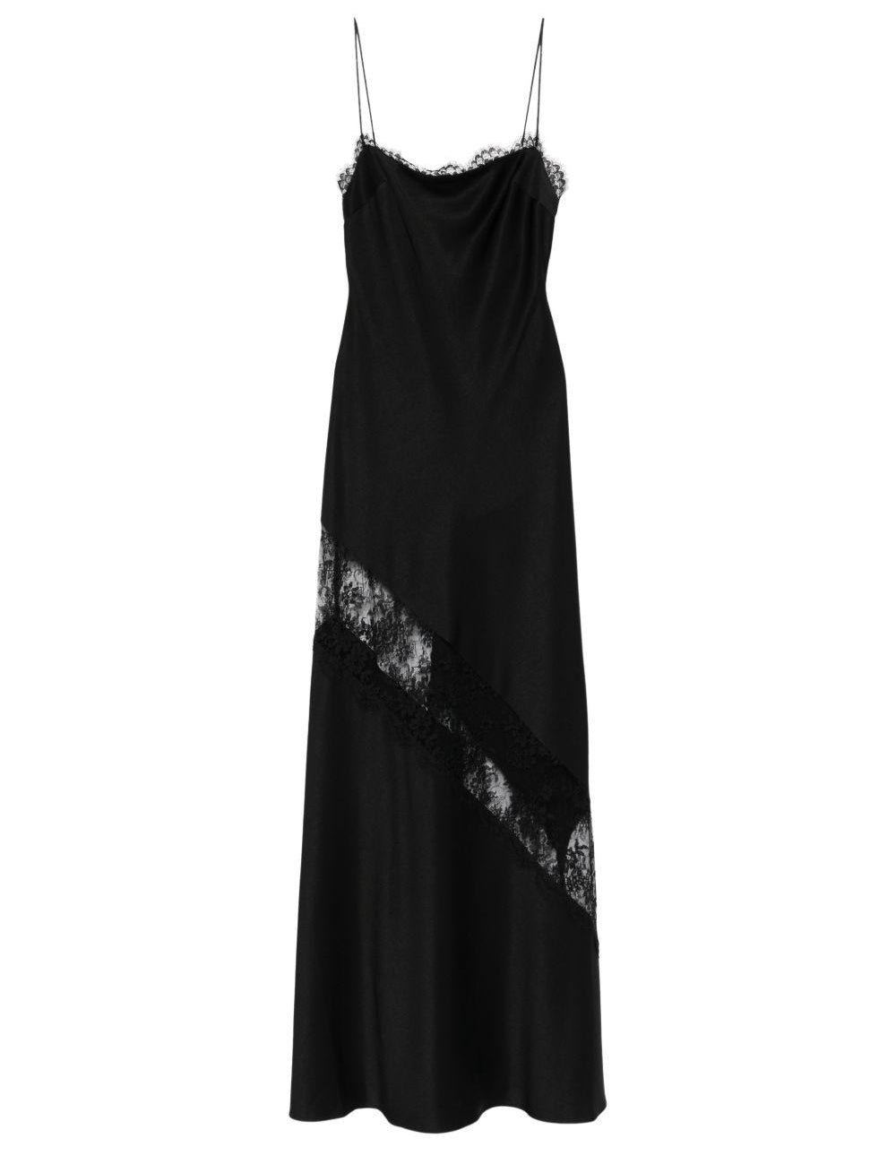 Abito in raso con finiture in pizzo in nero Alex perry - donna 