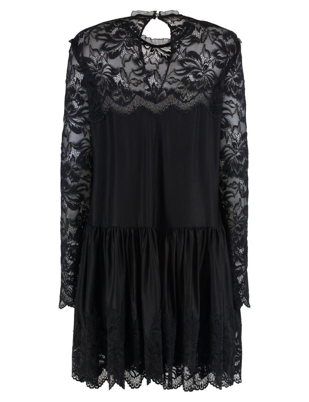 Abito in pizzo a maniche lunghe in nero Rabanne - donna 