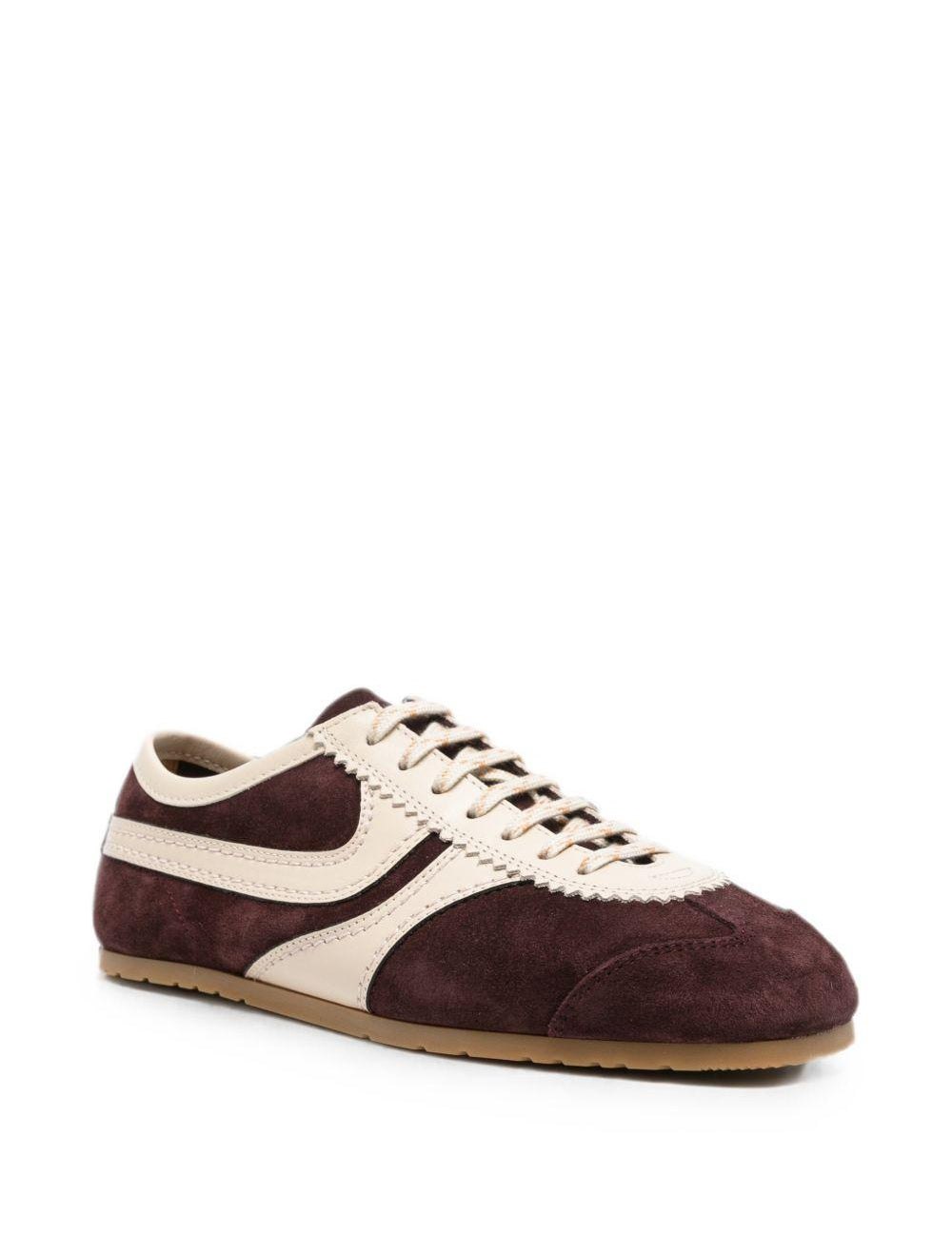 Sneakers a pannelli in pelle in viola 