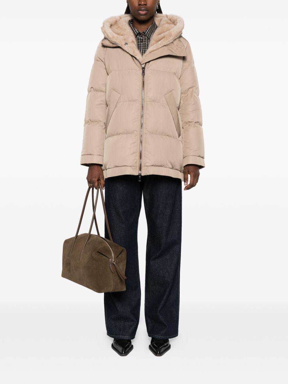 Piumino con cappuccio lou andrea in beige gotha - donna 