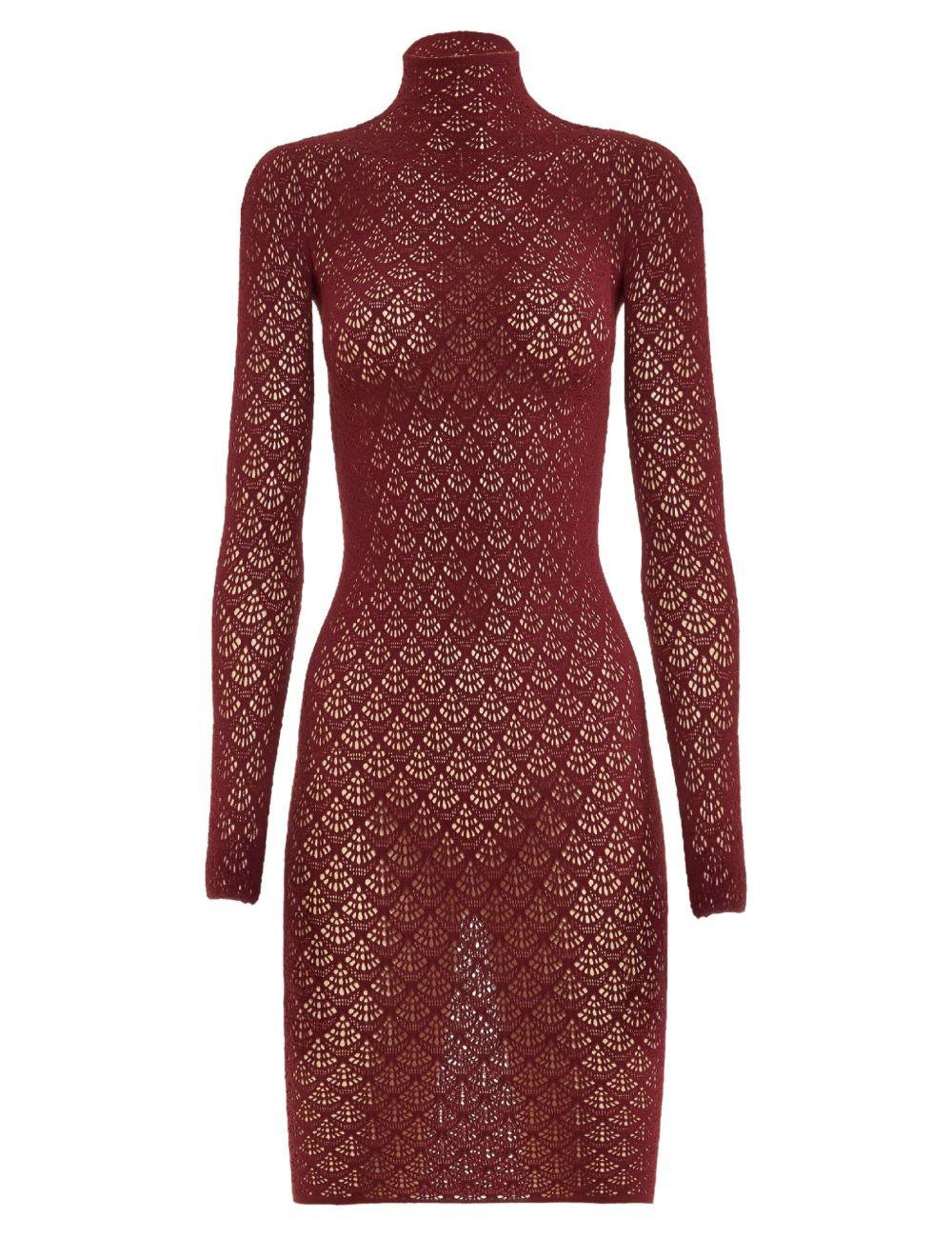 Abito mini in pizzo in bordeaux Wolford - donna 